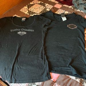 2 Harley Davidson Black Short Sleeve Shirts